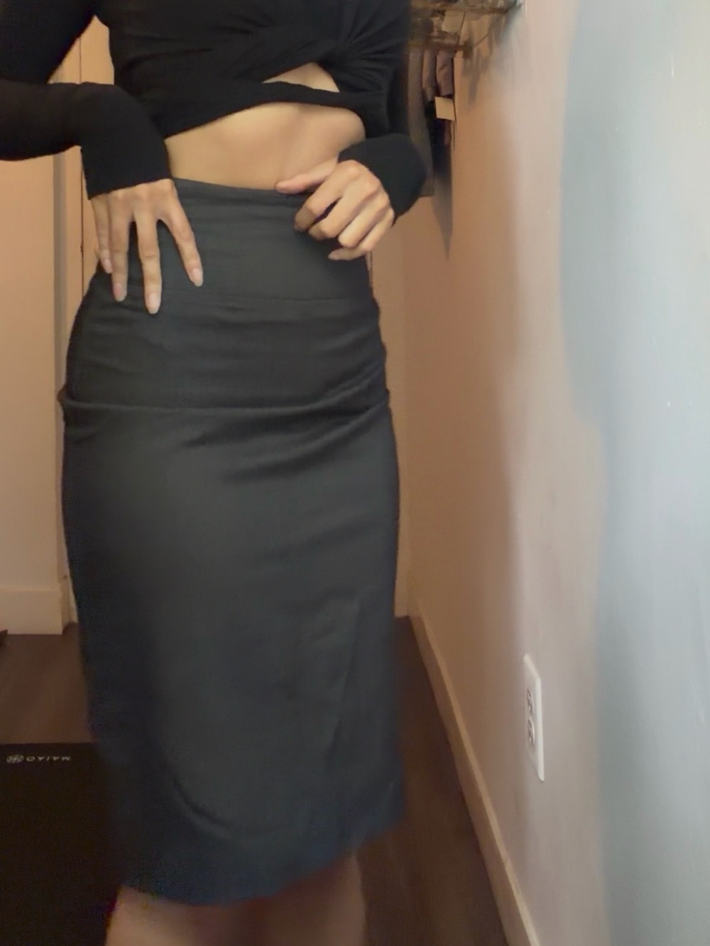 Vintage Le Château Grey High-Waist Pencil Skirt